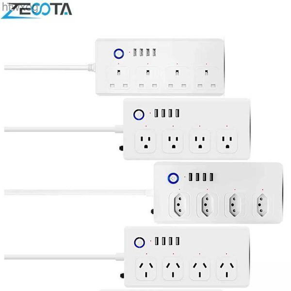 Plugue do cabo de alimentação Tuya WiFi Smart Power Strip UE Reino Unido AU EUA Brasil Tomadas USB Soquetes USB Cabo de extensão de 1,5 m Remoto sem fio por Alexa Google Home YQ240117