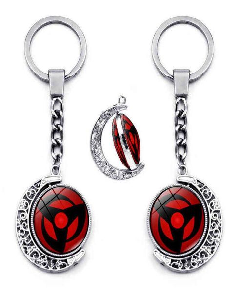 Sharingan Eye Portachiavi Accessori Ciondolo luna rotante a 360 gradi Uchiha Sasuke Kakashi Portachiavi Anime Charms Portachiavi in metallo G12984175