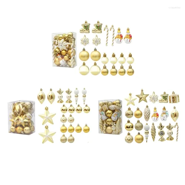 Decoração de festa 2024 Ornamentos de árvore de Natal Set Balls Star Pingents Year Holiday G5AB