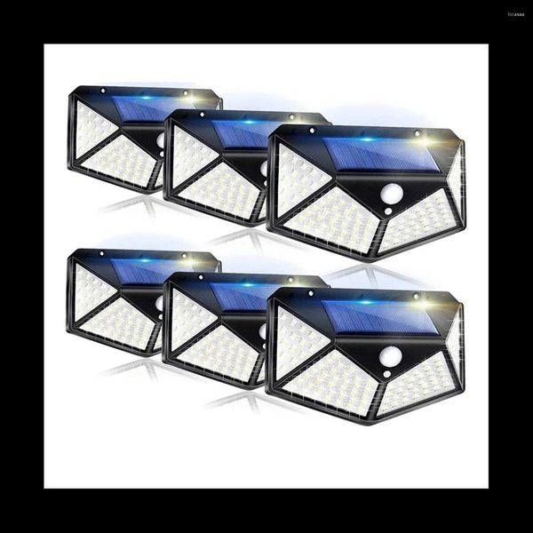 Lâmpada de parede luzes solares ao ar livre 6 pacote 100led/3 modos 270 ° ângulo de iluminação sensor movimento segurança ip65 à prova dip65 água