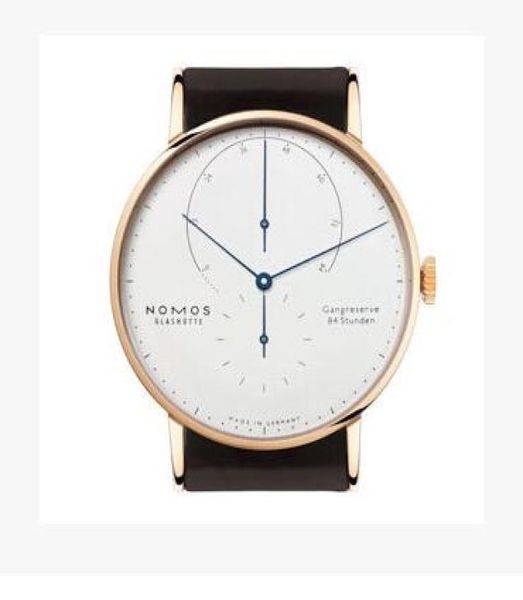 nomos New model Brand glashutte Gangreserve 84 stunden automatic wristwatch men039s fashion watch white dial black leather top 6514629