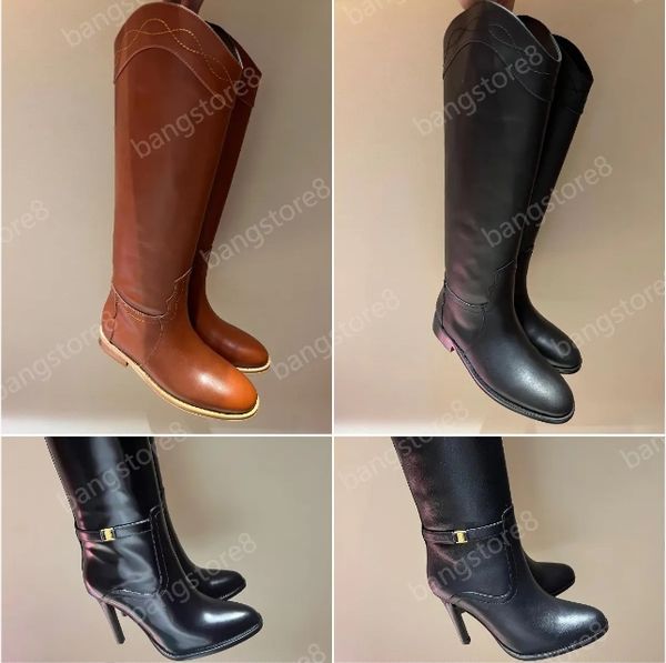 Sapatos de grife Saint Mulheres Kate Chateau 30 botas de luxo Diane Grained Botas de couro de alta qualidade Martin botas longas Tamanho 35- 41