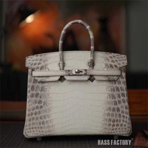 Designer bolsa 7a handswen couro crocodilo do Himalaia 25 cm francês primeira classe HandbagSliver 0VMLZSPK