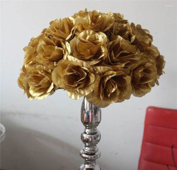 Flores decorativas spr-gold-30cm sem folha artificial rosa flor bola nupcial decoração de casamento favor festa beijando bolas buquê