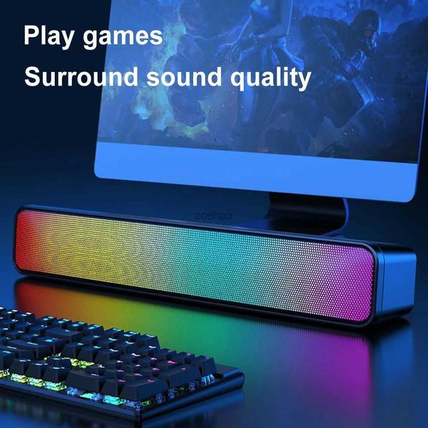 Alto-falantes de estante RGB sem fio Bluetooth Alto-falante 3D estéreo Surround Soundbar Home Theater Sistema de som Subwoofer Caixa de som para computador desktop