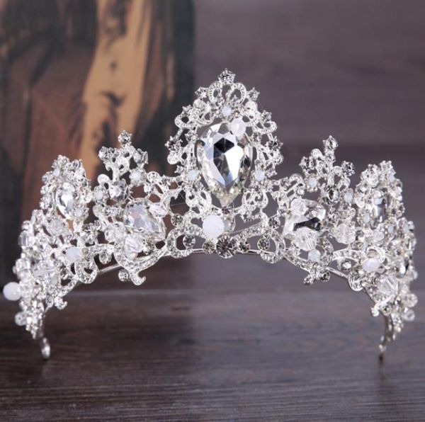 Novo diamante coroa de diamante prata artesanal headwear hoop vestido de noiva ornamentos de noiva7384025