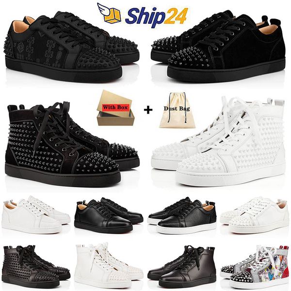 Mit Box 2024 Rote Unterteile Schuhe Herren Sneakers Sohle Plattform Loafer Frauen Spikes Wildleder Low-Top Bottom Cut Low Black Glitter Flache Trainer Männer Schuhe 35-47