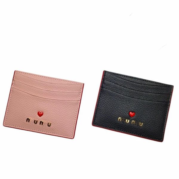 Porta carte di marca Hearts Porta carte per ragazza Portafoglio ultra sottile Copertina dolce rosa per donna