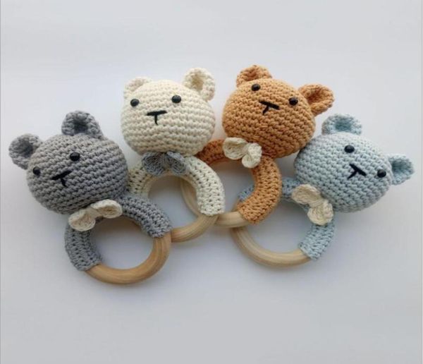 BPA Crochet Wooden Ring Baby Teether Safe Cute Animal Rattle Chewing Teething Nursing Soother Molar Infant Toy Accessories2894149