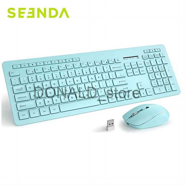 Teclados Seenda 2.4G Teclado e Mouse Sem Fio Conjunto Bonito Ergonômico Silencioso Teclado Mouse para Computador PC Office Laptop Desktop J240117