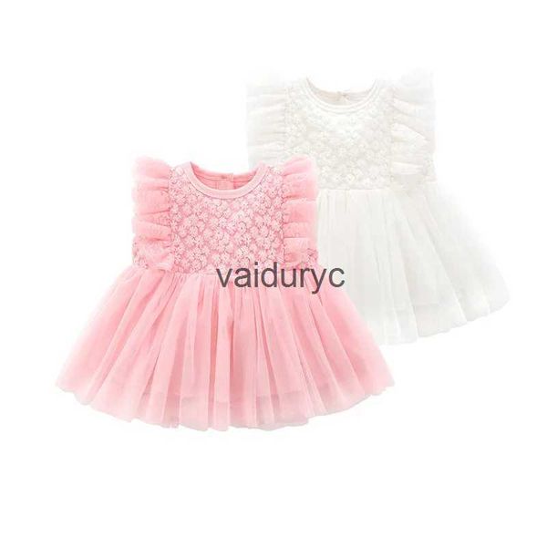 Vestidos de menina vestidos de bebê recém -nascidos vestidos de princesa para meninas de algodão aniversário de casamento de 1 ano de menina roupas de verão vestidos brancos h240508