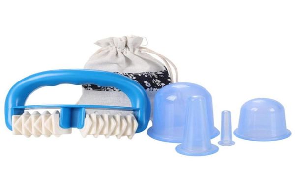 5 pezzi Set Silicone Anti Cellulite Coppe per massaggio sottovuoto Rullo per massaggio antidolorifico per il corpo Ventose manuali Kit per terapia di coppettazione251542660