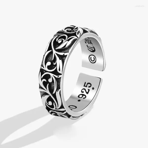 Anéis de cluster Kofsac Vintage Cane Vine Ring para homens na moda 925 Thai Silver Jewelry Personalidade Homem Presente