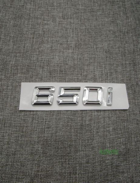 Chrome brilhante prata abs número letras palavra tronco do carro emblema carta decalque adesivo para bmw série 6 650i9400664