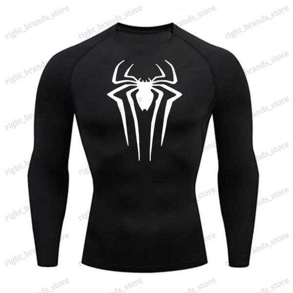 T-shirt da uomo Protezione solare Sport Seconda pelle T-shirt da corsa Fitness da uomo Rashgarda MMA Camicia a compressione a maniche lunghe Abbigliamento da allenamento T240117