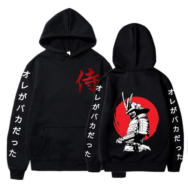 Samurai estilo japonês anime impressão hoodie rua harajuku casual solto moletom quadrinhos hiphop roupas unsex pulôver 240117