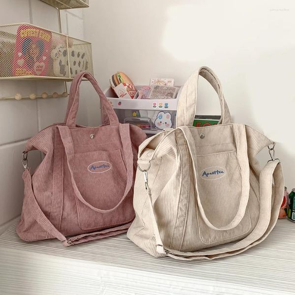 Abendtaschen Damen Cord Umhängetasche mit Innentasche Solide Hobo Umhängetasche Weiche große Kapazität Satchel Student Einkaufsbuch