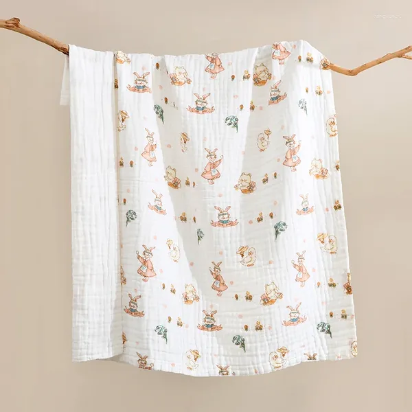 Decken Frühling Sommer 6 Schichten aus reiner Baumwolle Gaze geborene Decke atmungsaktive Baby Swaddle süße coole Säuglingssteppdecke Badetuch