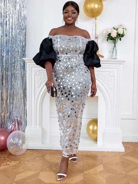 Abiti da festa in più size abito da sera donne africane matrimonio africano paillettes lussuoso abito spalla nudo a spalla bodycon slit cocktail night outfit