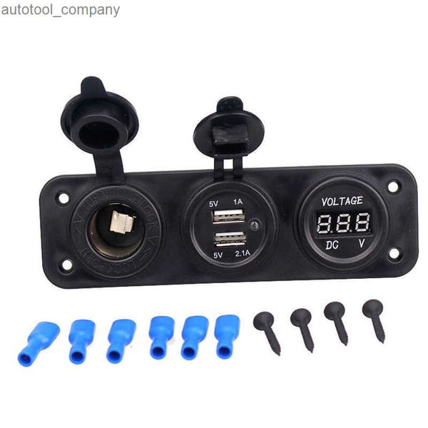 Nuovo Dual USB Caricabatteria Per Auto Spina Moto 2 Adattatore USB + 12V/24V Presa Accendisigari LED + Voltmetro Digitale 3.1A/ 4.2A Caricatore