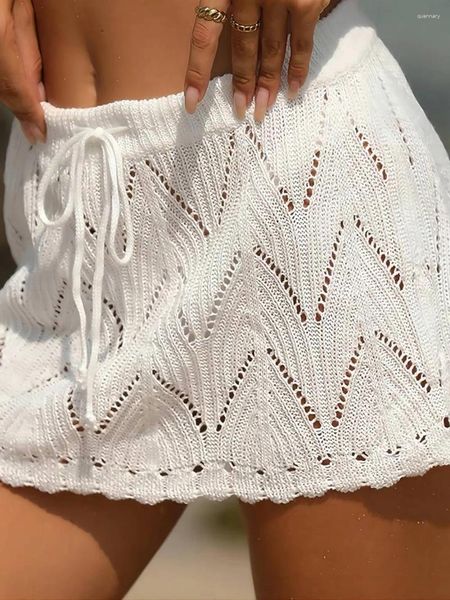 Damen Bademode Mesh Crochet Cover Up Rock ohne Höschen 2024 Beachwear Schwimmen Kleid Badeanzug Frauen Badeanzug Beachskirt
