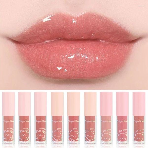 Lip Gloss Perolado Glitter Água Luz Hidratante Esmalte Espelho Vidro Mancha Óleo Kawaii Maquiagem Mini Batom Líquido