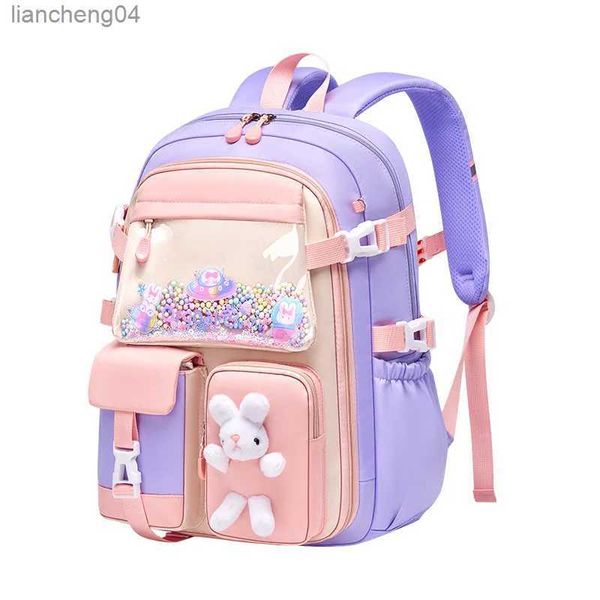 Рюкзаки Школьная сумка для начальной школы, школьная сумка для девочек, легкий детский рюкзак Kawaii, водонепроницаемая школьная сумка, рюкзак большой вместимости