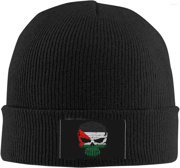 Berretti Cappelli a cuffia con teschio Cappello caldo lavorato a maglia grosso a trecce Berretto slouchy per donna Uomo Nero