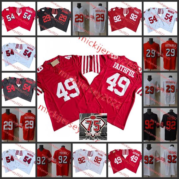 Mens 49er Hayranlar Sadık #54 Fred Warner San Francisco F.U.S.E Futbol Forması Dikiş #29 Talanoa HuFanga #92 Chase Young Formaları S-3XL