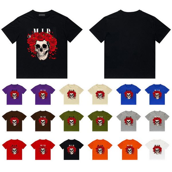 Tasarımcı Erkek T Shirt Kadın Gömlek Gül Kafatası Baş Mektubu Baskılı Saf Pamuk Yuvarlak Boyun Tshirt Çift Gevşek Rahat Hip Hop Çok yönlü Gömlekler Kısa Kollu