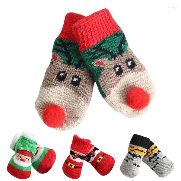 Vestuário para cães 4 unidades / conjunto meias de Natal inverno sapatos quentes para cachorros antiderrapantes botas de malha para cães pequenos produtos para animais de estimação gatos chihuahua