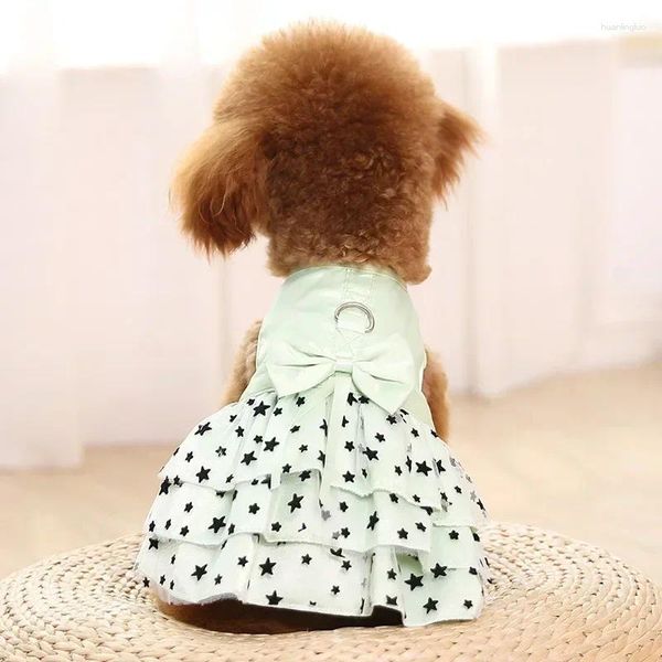Cão vestuário grande arnês chihuahua roupas s anel com vestido meninas pequeno pentagrama roupas pet trela bowknot para
