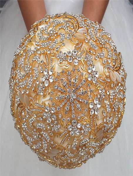 Bouquet da sposa in oro da sposa damigella d'onore fiore all'occhiello da polso strass bouquet da sposa bouquet da polso corpetto fiori da sposa7681170