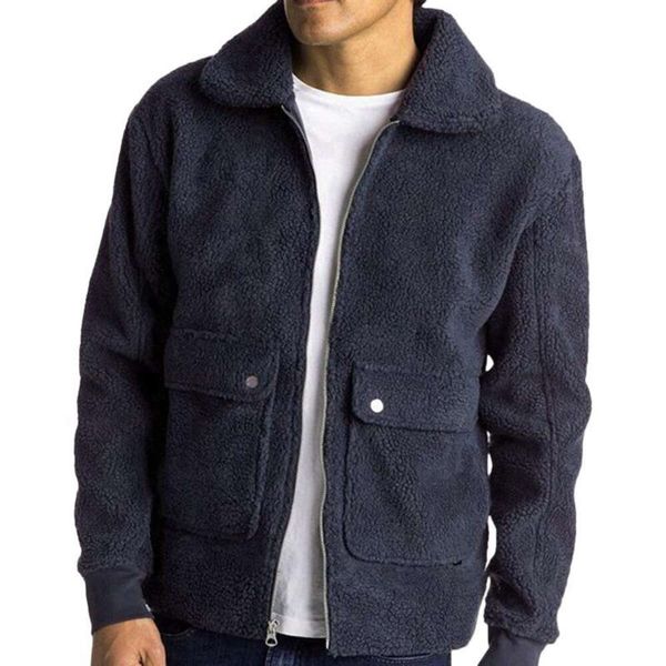 Cappotto in peluche americano con doppia tasca in lana di agnello con cerniera moda primavera e autunno