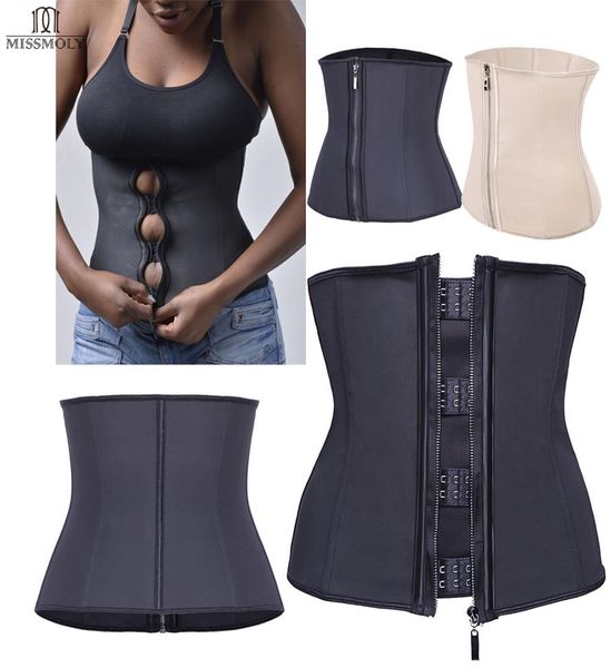 Miss Moly Corsetto con cinturino per allenamento in vita da donna Top con cerniera 3 ganci per il controllo della pancia Shaper completo per il corpo Cincher dimagrante3904883