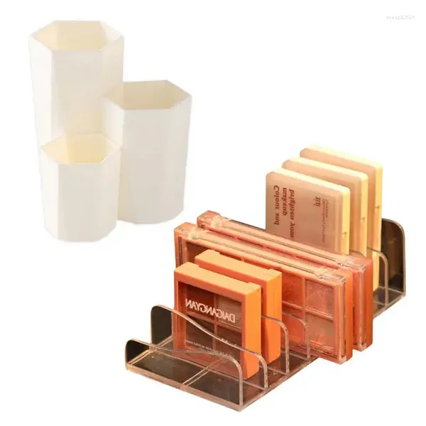 Scatole portaoggetti Porta pennelli per trucco Elegante facile accesso Forte e robusto Elegante semplicità Design a griglia Organizer per cosmetici Vassoio per ombretti