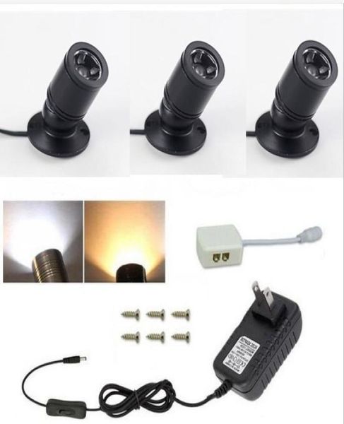 Mini luz led de alumínio para armário, 1w, ac85265v, holofotes para armários, preto, prata e branco, luminária embutida para armário industrial 3404123