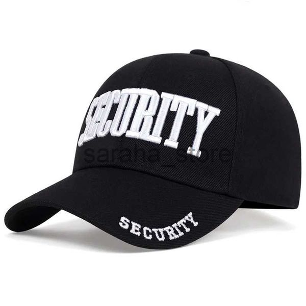 Top Caps Güvenlik Mektubu Nakış Beyzbol Kapağı ABD Erkekler Baba Şapkası Pamuk Ayarlanabilir Snapback Hats Yetişkin Erkek Hip Hop Kamyoner Kapaklar Gorras J240117