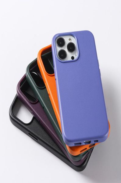 Lederen Cases Met Mag veilig Voor iPhone 14 13 12 Pro Max 13 Mini Case Draadloos Opladen Magnetische Cover coque2116705