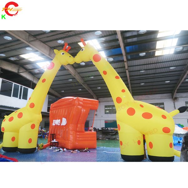 7x4m 23x13.2ft hohe freie Tür Schiff Outdoor-Aktivitäten Werbung riesige aufblasbare Giraffenbogentür für Zoodekoration zu verkaufen