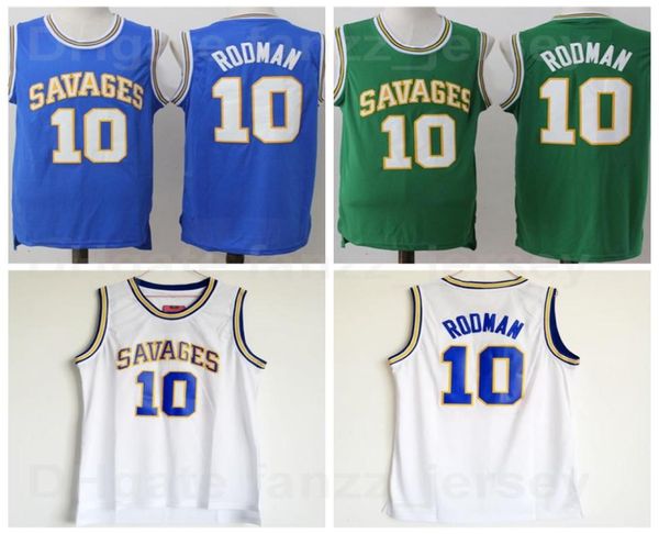 College Oklahoma Savages High School Dennis Rodman Maglia da basket 10 Uomo University m Colore Verde Blu Bianco Per appassionati di sport Camicia traspirante Buona / Alta7133594