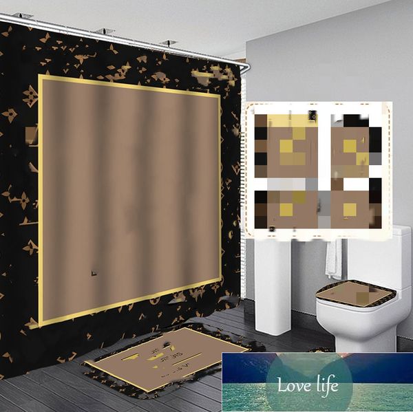 Toptan duş perdeleri 4 parça set ev banyo aksesuarları zemin mat banyo dekorasyon malzemeleri unisex toptan