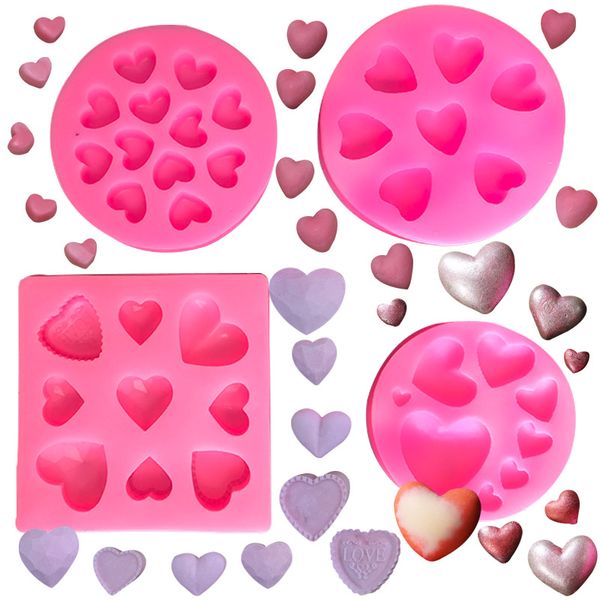 Stampo in silicone a forma di cuore multiplo per San Valentino Torta al cioccolato Gelatina Budino Sapone fatto a mano Stampo per caramelle 122262