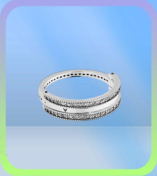 Nuovo arrivo Clear CZ Diamond Flipping Wedding Ring scatola originale per anelli di fidanzamento con cuori in argento sterling 925 Set1308397