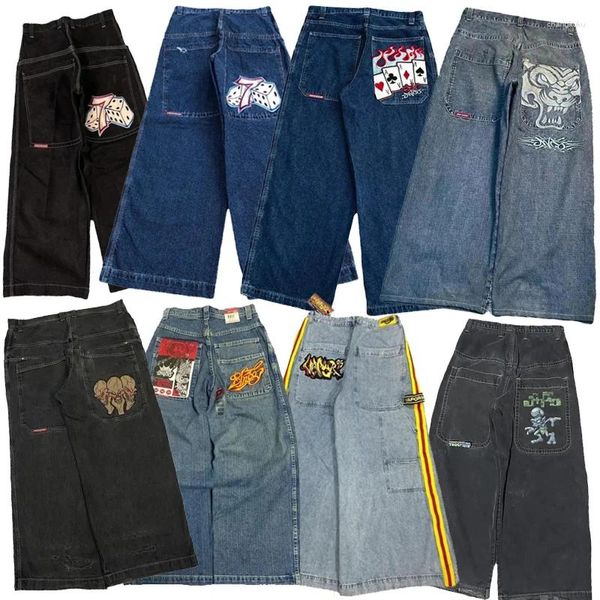 Damen Jeans JNCO Kleidung Männer Baggy Y2K Hohe Qualität bestickt 2000er Jahre Größter Trashy Ropa Ästhetische Streetwear Hip Hop Weites Bein