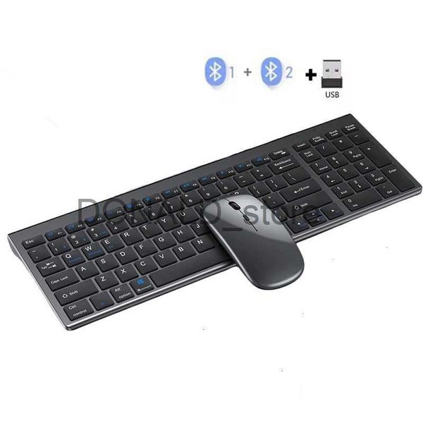 Teclados Seenda Wireless Keyboard e Mouse Combo Bluetooth Recarregável Full Size Multi-Device Wireless Keyboard Mouse Combo J240117