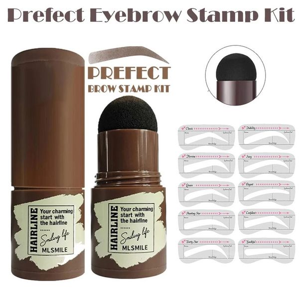 Prefect EyeBrow Stamp Shaping Kit, Augenbrauenschablonen, wasserfest, langer Stiftformstempel, Brow Lasting Natural Contouring Makeup Kit 240116