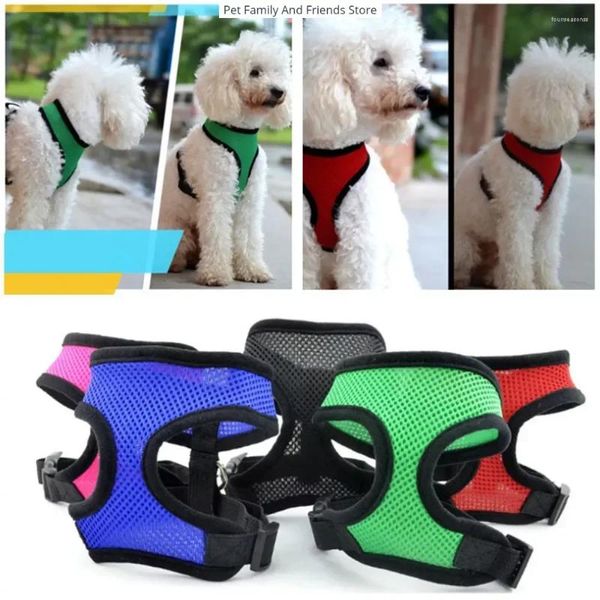 Collari per cani Pettorina per animali domestici Gilet in rete di nylon traspirante regolabile per cuccioli per cani di piccola taglia Collare per chihuahua Fascia toracica Gatto