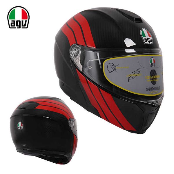 Capacete de designer AA Full Face Open Agv Capacete de fibra de carbono sem rosto para homens e mulheres anti nevoeiro de corrida de motocicleta Capacete completo coberto para motocicleta de segurança para todas as estações R7JK