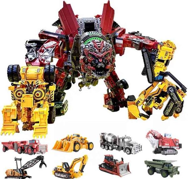 Aoyi legal 8 em 1 grande devastador transformação brinquedos menino anime gancho figuras de ação robô carro engenharia veículo modelo crianças 213957742
